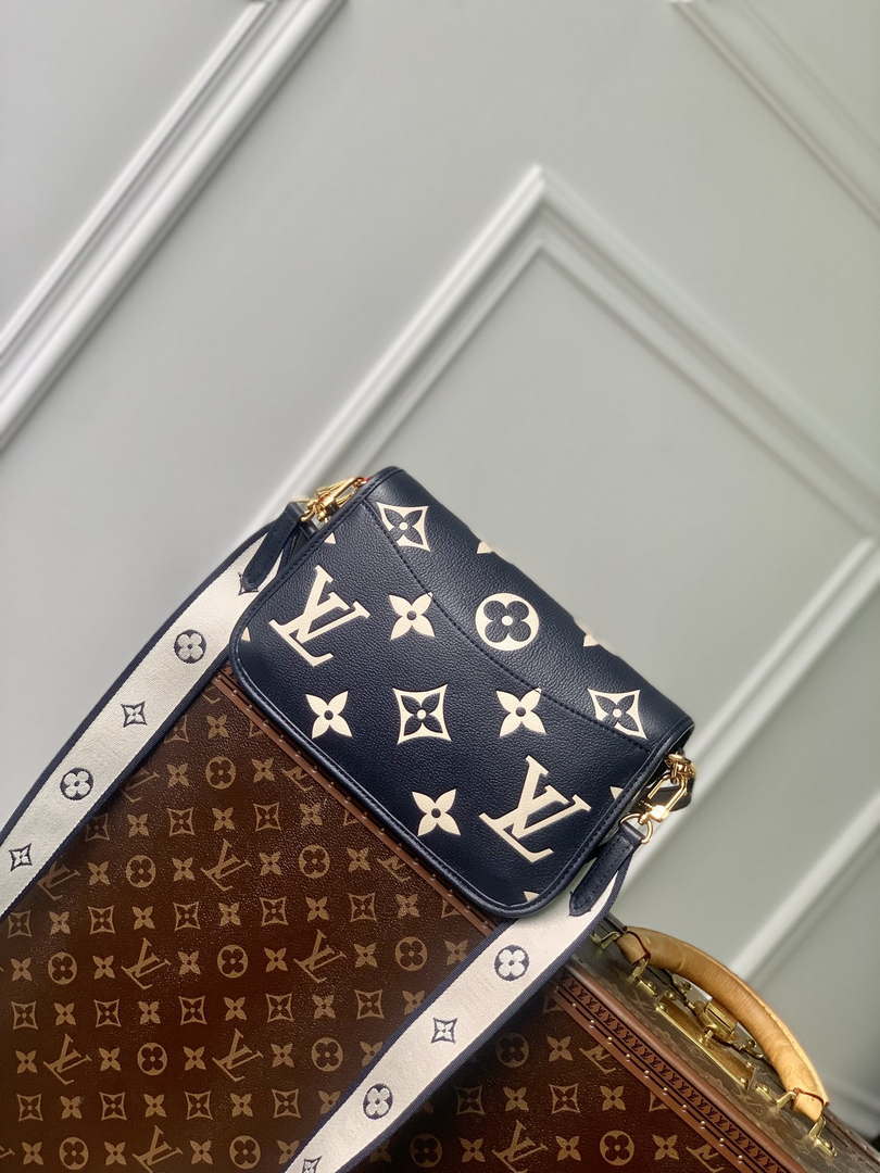 LV M47161 Louis Vuitton Diane Monogram Empreinte Leather Black with Camel