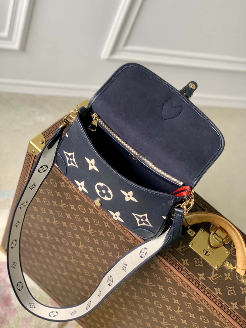 LV M47161 Louis Vuitton Diane Monogram Empreinte Leather Black with Camel
