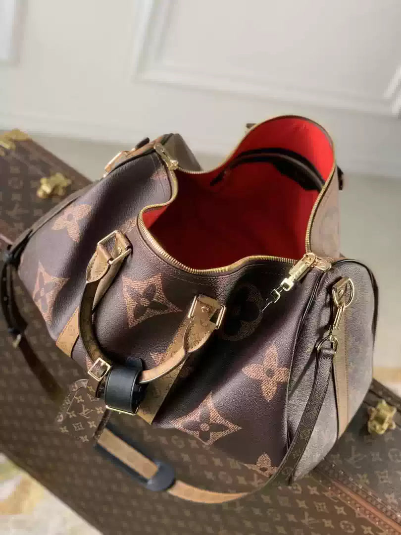 LV M47211 Louis Vuitton Keepall Bandouliere  Travel Bag Monogram Giant and Monogram Reverse