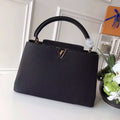 LV M48864 Louis Vuitton MM Capucines Leather Bag M42259 Black - Default Title - View 1