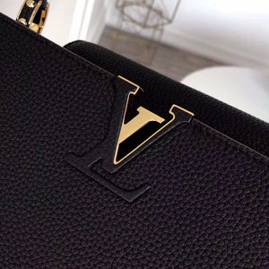 LV M48864 Louis Vuitton MM Capucines Leather Bag M42259 Black - Default Title - View 4