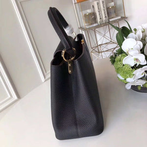LV M48864 Louis Vuitton MM Capucines Leather Bag M42259 Black - Default Title - View 5