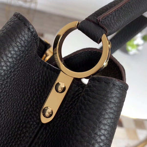 LV M48864 Louis Vuitton MM Capucines Leather Bag M42259 Black - Default Title - View 7