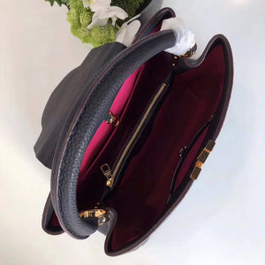 LV M48864 Louis Vuitton MM Capucines Leather Bag M42259 Black - Default Title - View 9