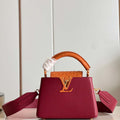 LV M48865 Louis Vuitton Capucines Mini Bag Stitched ostrich leather Wine Red - Default Title - View 1