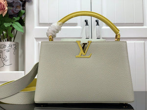 LV M48865 Louis Vuitton Capucines Mini BB Handbag M59468 Snow White and Cedrat - Default Title - View 1