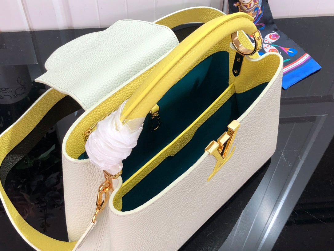 LV M48865 Louis Vuitton Capucines Mini BB Handbag M59468 Snow White and Cedrat - Default Title - View 8