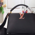LV M48865 Louis Vuitton Capucines MM Handbag Black Red