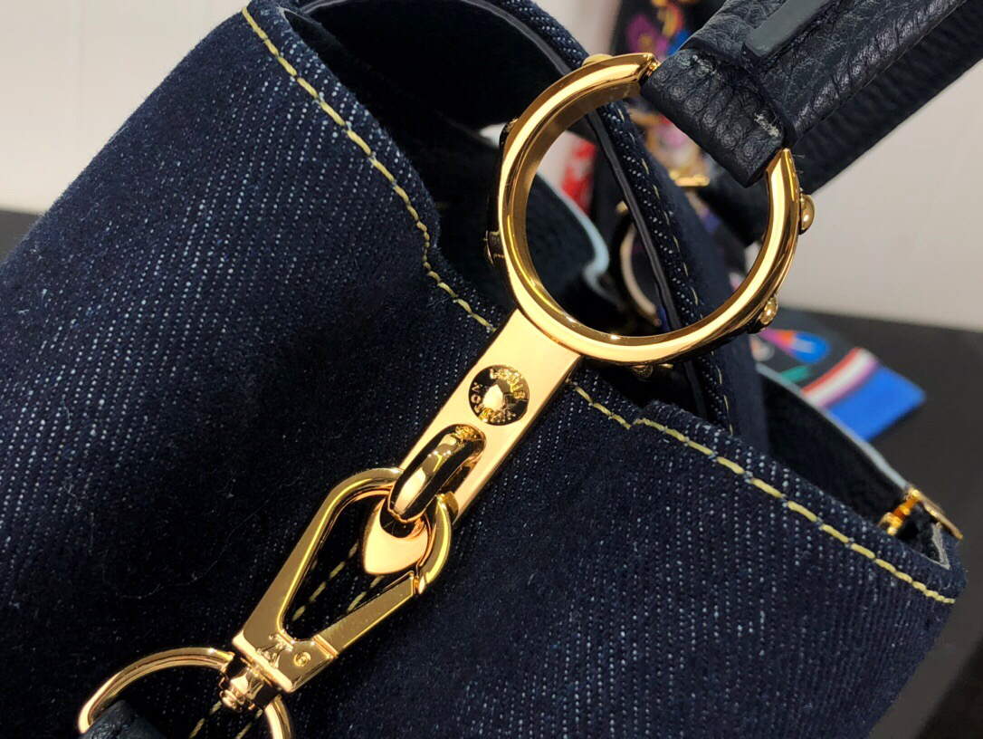 LV M48865 Louis Vuitton Capucines MM Handbag Blue - Default Title - View 5