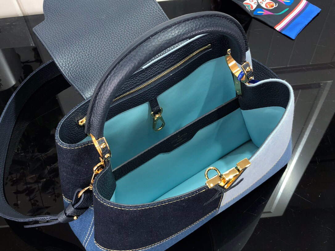 LV M48865 Louis Vuitton Capucines MM Handbag Blue - Default Title - View 8