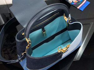LV M48865 Louis Vuitton Capucines MM Handbag Blue - Default Title - View 8