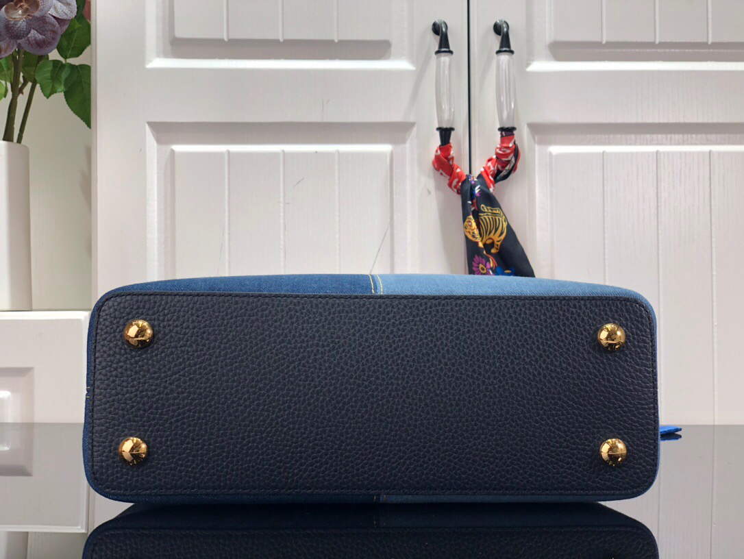 LV M48865 Louis Vuitton Capucines MM Handbag Blue - Default Title - View 9