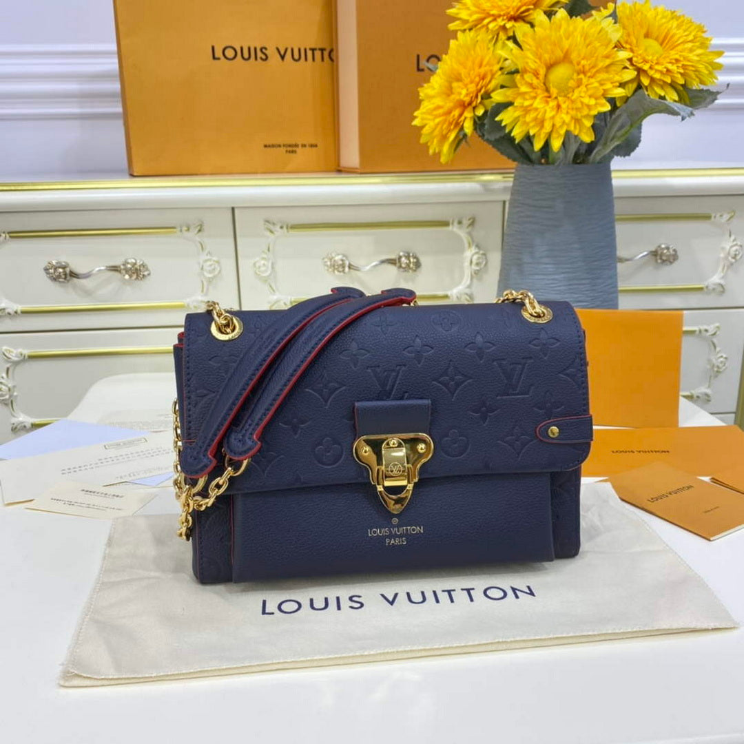 LV M52271 Louis Vuitton Vavin PM Shoulder Bag Navy Blue and Red - Default Title - View 1