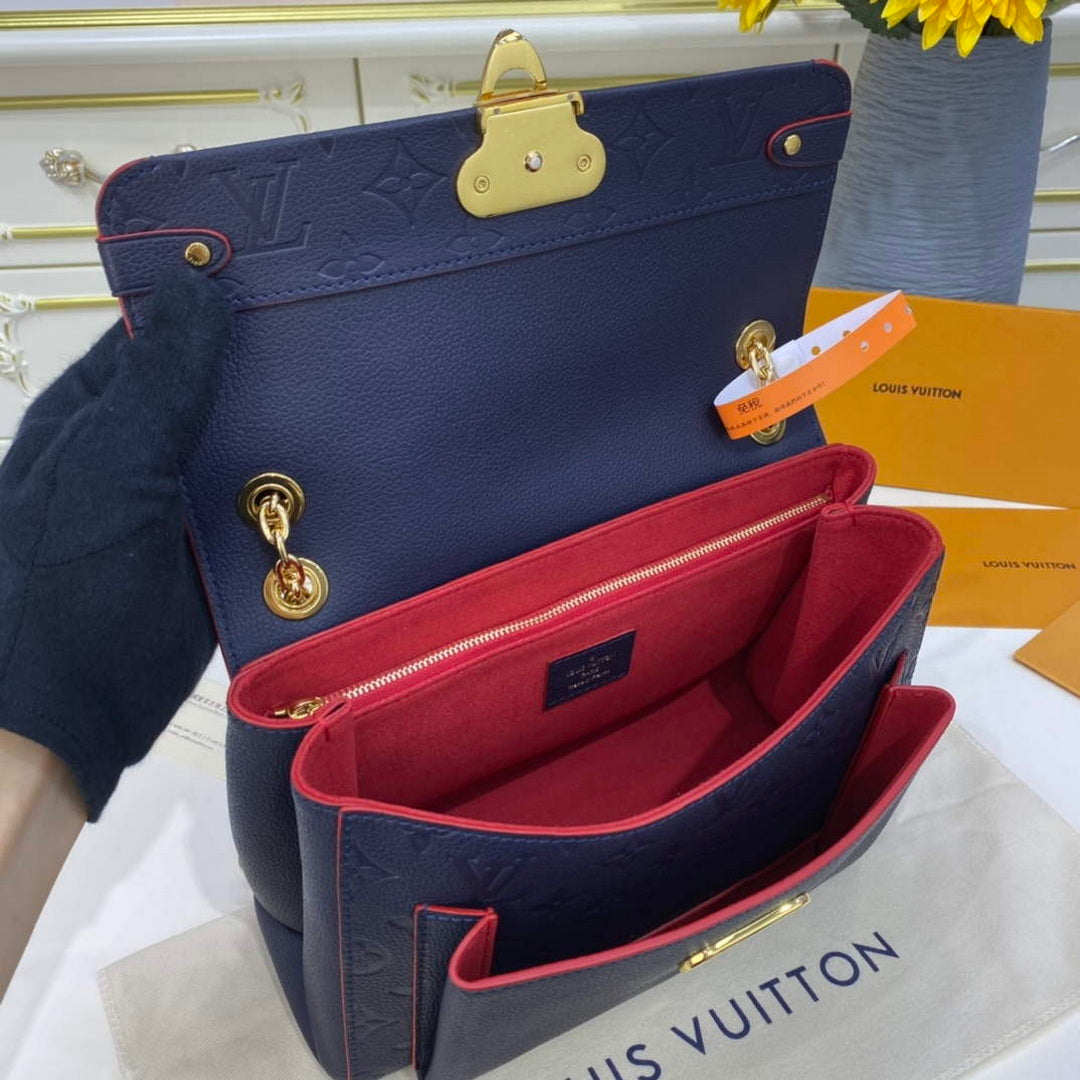 LV M52271 Louis Vuitton Vavin PM Shoulder Bag Navy Blue and Red - Default Title - View 12