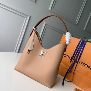 LV M44330  Louis Vuitton Lockme Hobo Soft calfskin M52776 Bag Apricot - luxibagsmall
