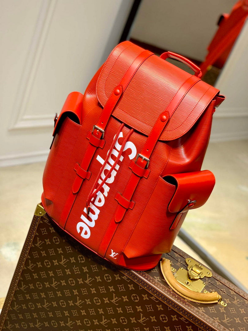 LV M53414 Louis Vuitton LV x Supreme Backpack Orange - Default Title - View 1