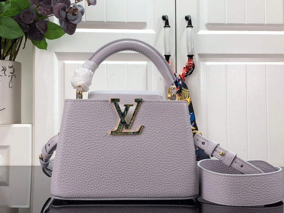 LV M56071 Louis Vuitton Capucines Mini Handbag Taro Purple - Default Title - View 1