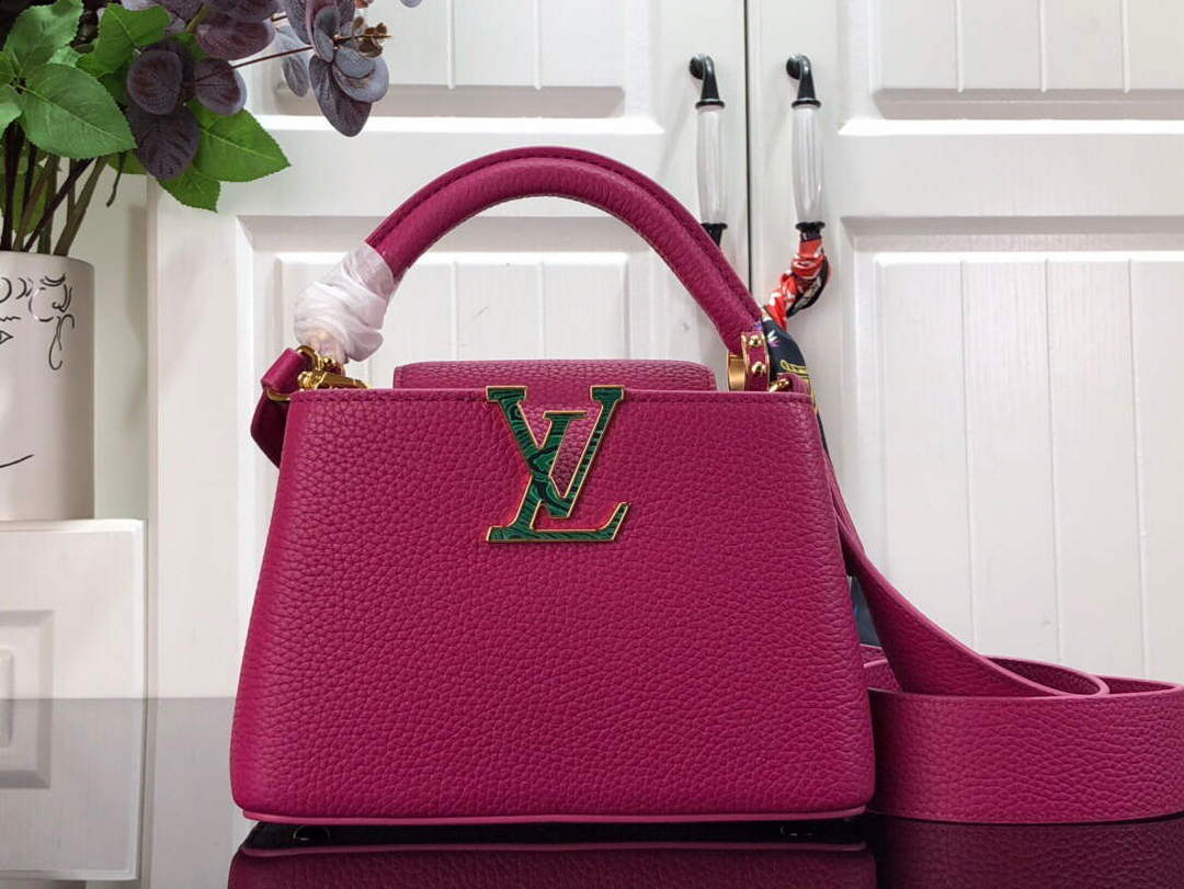 LV M56071 Louis Vuitton Capucines Mini Handbag Deep Rose - Default Title - View 1
