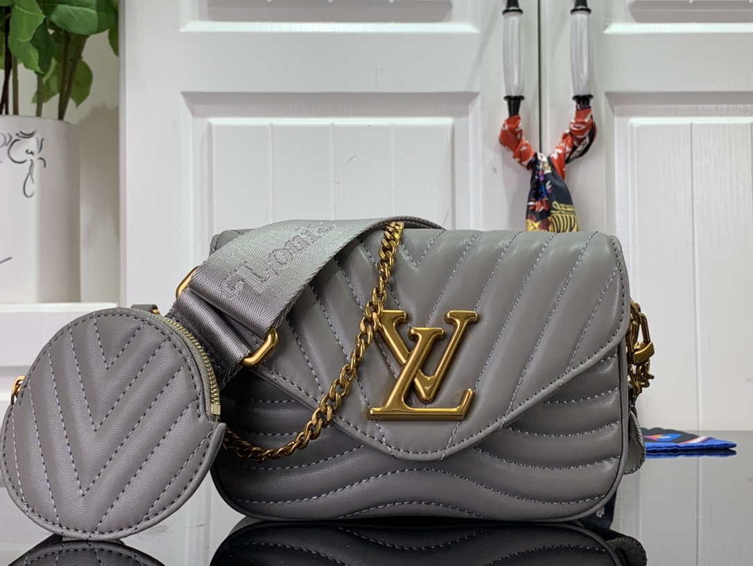 LV M56467 Louis Vuitton New Wave Multi-Pochette Leather M56466 Gray - Default Title - View 1