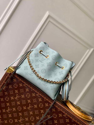 LV M57070 Louis Vuitton Bella Bucket Bag Mahina leather Sky blue - Default Title - View 1