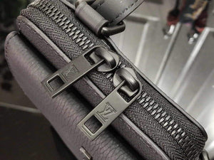 LV M57089 Louis Vuitton Phone Pouch Black Grained Calf Leather - luxibagsmall