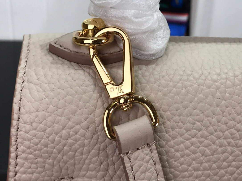 LV M57214 Louis Vuitton Twist one Handle PM Taurillon Leather Beige - luxibagsmall