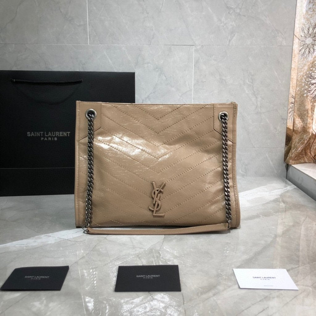 YSL 577999 Yves Saint Laurent Niki Medium Shoulder Tote Bag Apricot - luxibagsmall