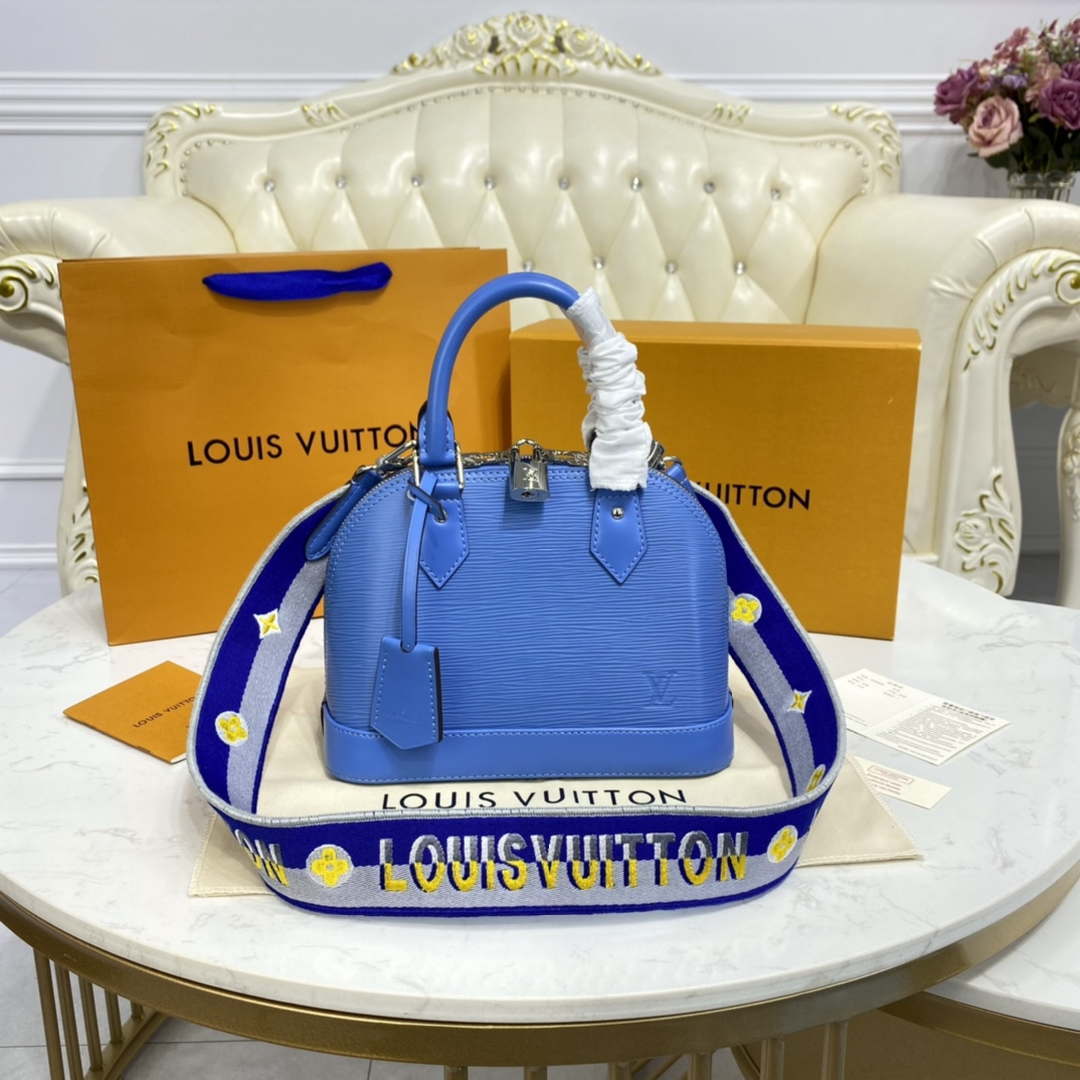 LV M57426 Louis Vuitton Alma BB Epi Handbag Blue - Default Title - View 1