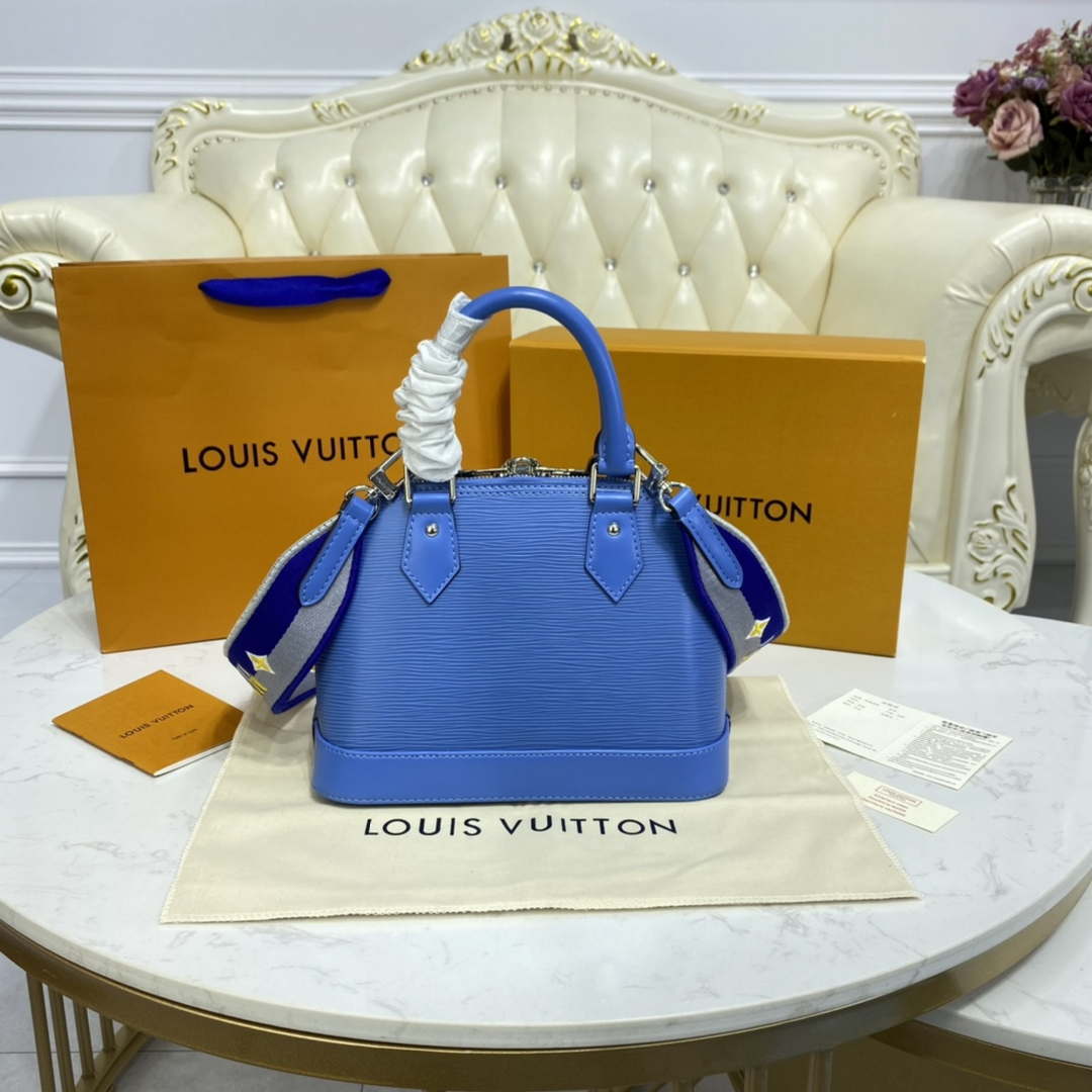 LV M57426 Louis Vuitton Alma BB Epi Handbag Blue - Default Title - View 3