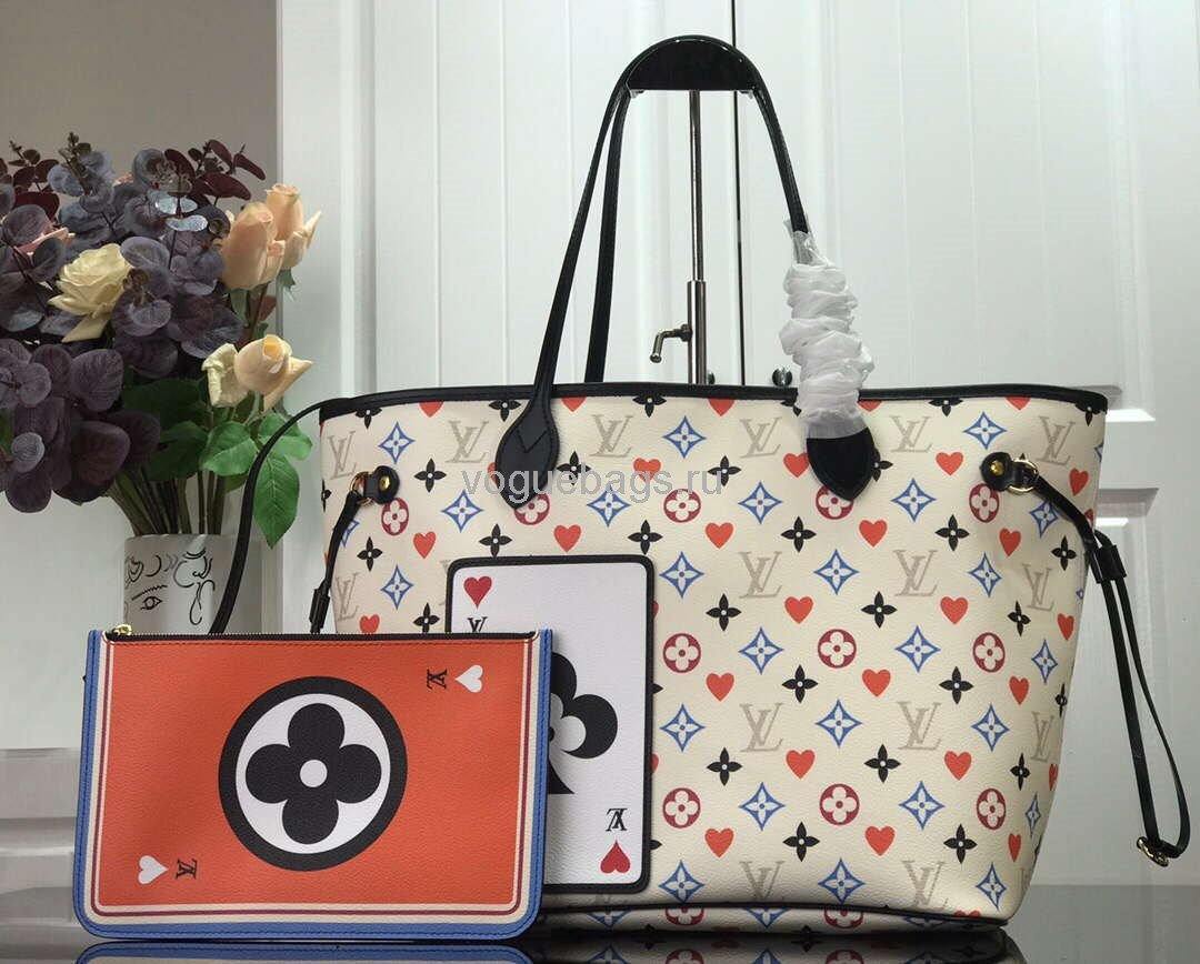 LV M57483 Louis Vuitton Game On Neverfull MM Monogram Bag M57462 White - Voguebags