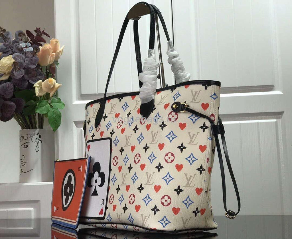 LV M57483 Louis Vuitton Game On Neverfull MM Monogram Bag M57462 White - Voguebags