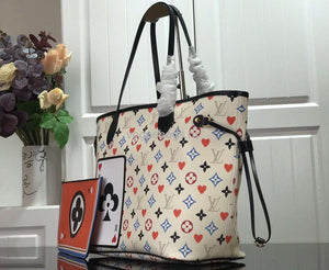 LV M57483 Louis Vuitton Game On Neverfull MM Monogram Bag M57462 White - Voguebags