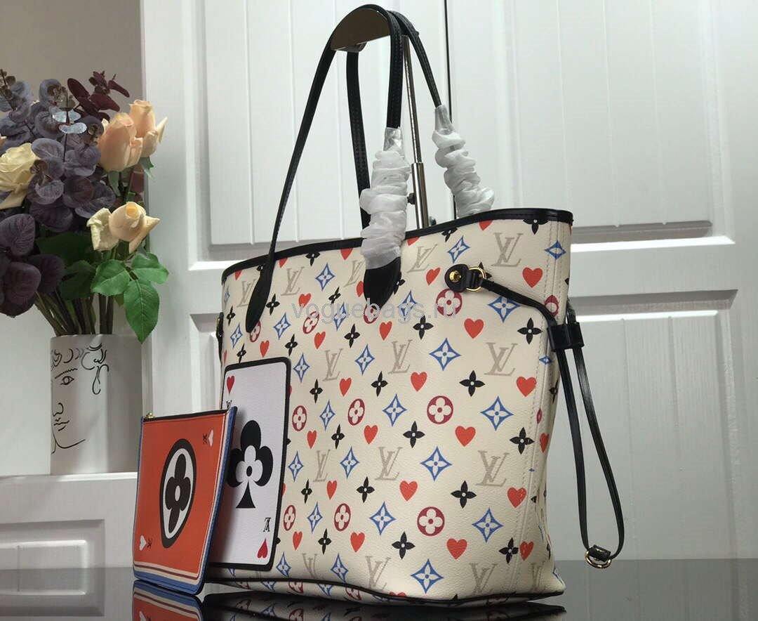 LV M57483 Louis Vuitton Game On Neverfull MM Monogram Bag M57462 White - Voguebags