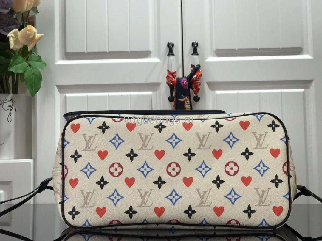 LV M57483 Louis Vuitton Game On Neverfull MM Monogram Bag M57462 White - Voguebags