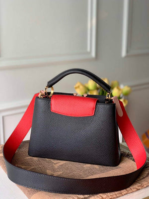 LV M57518 Louis Vuitton Capucines BB Handbag Black and Red - Default Title - View 2