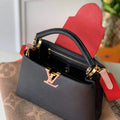 LV M57518 Louis Vuitton Capucines MM Handbag Black and Red - Default Title - View 1