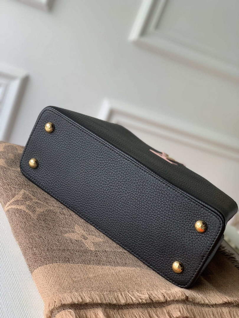 LV M57518 Louis Vuitton Capucines MM Handbag Black and Red - Default Title - View 5