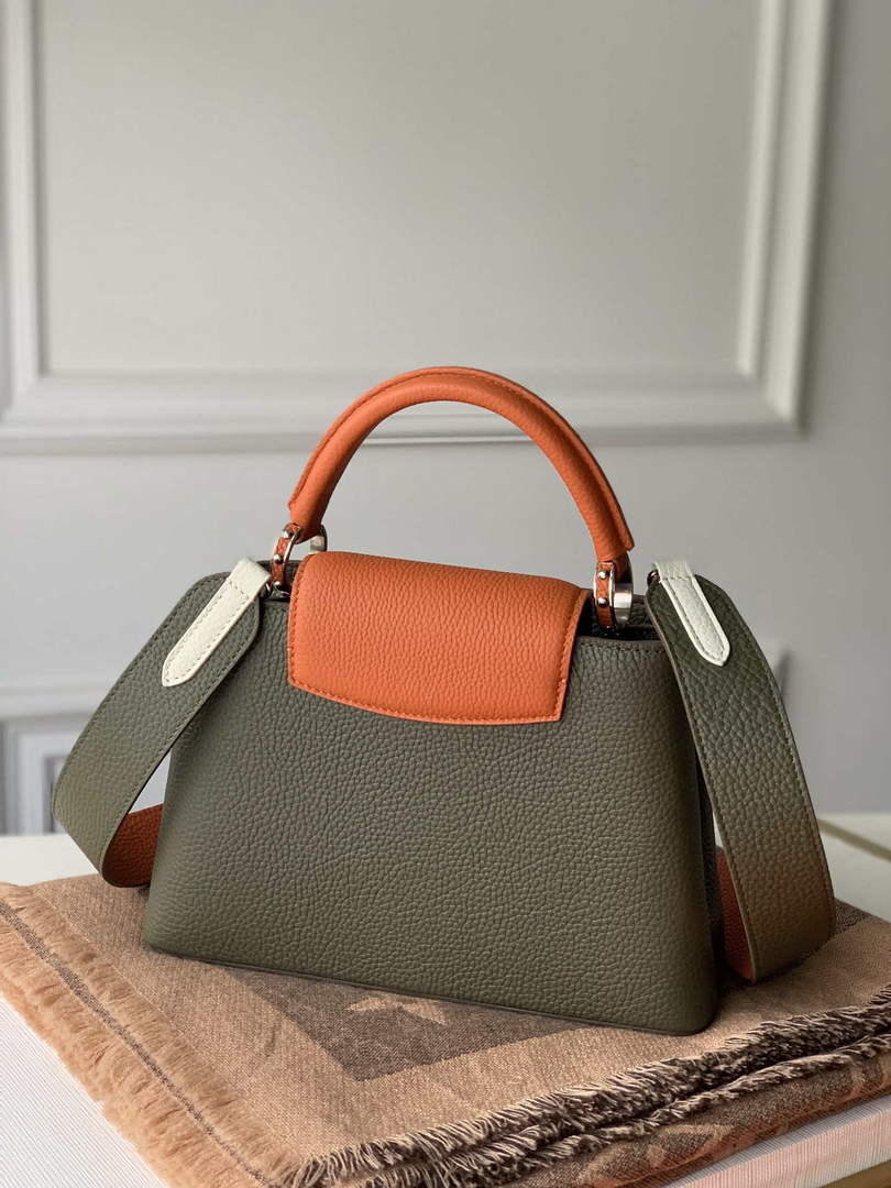 LV M57522 Louis Vuitton Capucines BB Handbag Green and Brown - Default Title - View 2