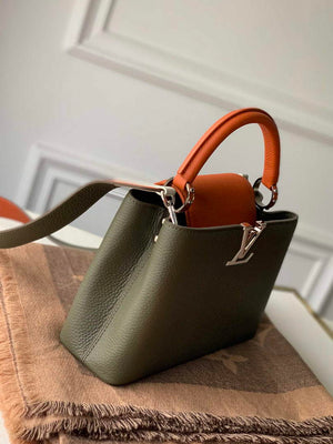 LV M57522 Louis Vuitton Capucines BB Handbag Green and Brown - Default Title - View 3