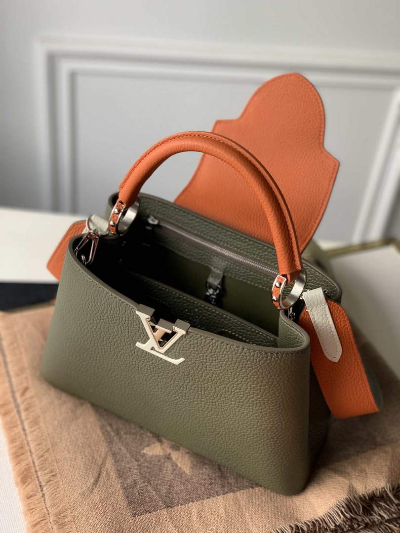 LV M57522 Louis Vuitton Capucines BB Handbag Green and Brown - Default Title - View 8