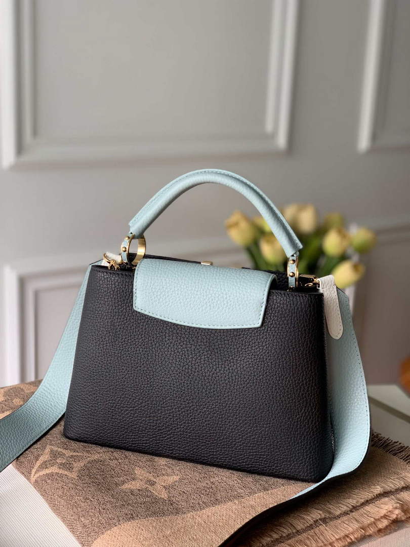 LV M57523 Louis Vuitton Capucines BB Handbag Black and Blue - Default Title - View 2