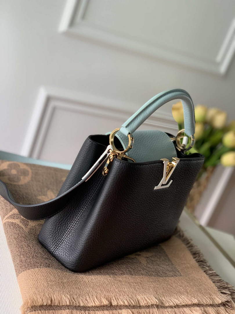 LV M57523 Louis Vuitton Capucines BB Handbag Black and Blue - Default Title - View 3