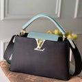 LV M57523 Louis Vuitton Capucines MM Handbag Black and Blue - Default Title - View 1