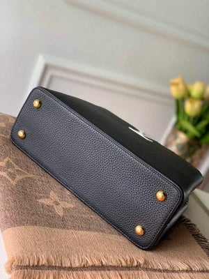 LV M57523 Louis Vuitton Capucines MM Handbag Black and Blue - Default Title - View 4