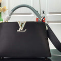 LV M57523 Louis Vuitton Capucines MM Handbag Black Blue