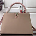 LV M57523 Louis Vuitton Capucines MM Handbag Gray Pink