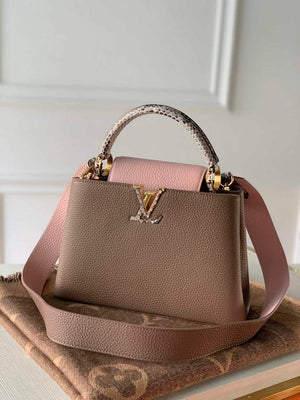 LV M57539 Louis Vuitton Capucines BB Handbag Grey and Pink - Default Title - View 1