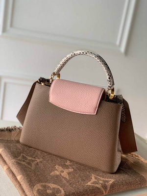 LV M57539 Louis Vuitton Capucines BB Handbag Grey and Pink - Default Title - View 2