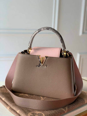 LV M57540 Louis Vuitton Capucines MM Bags M57903 Grey and Pink - Default Title - View 1