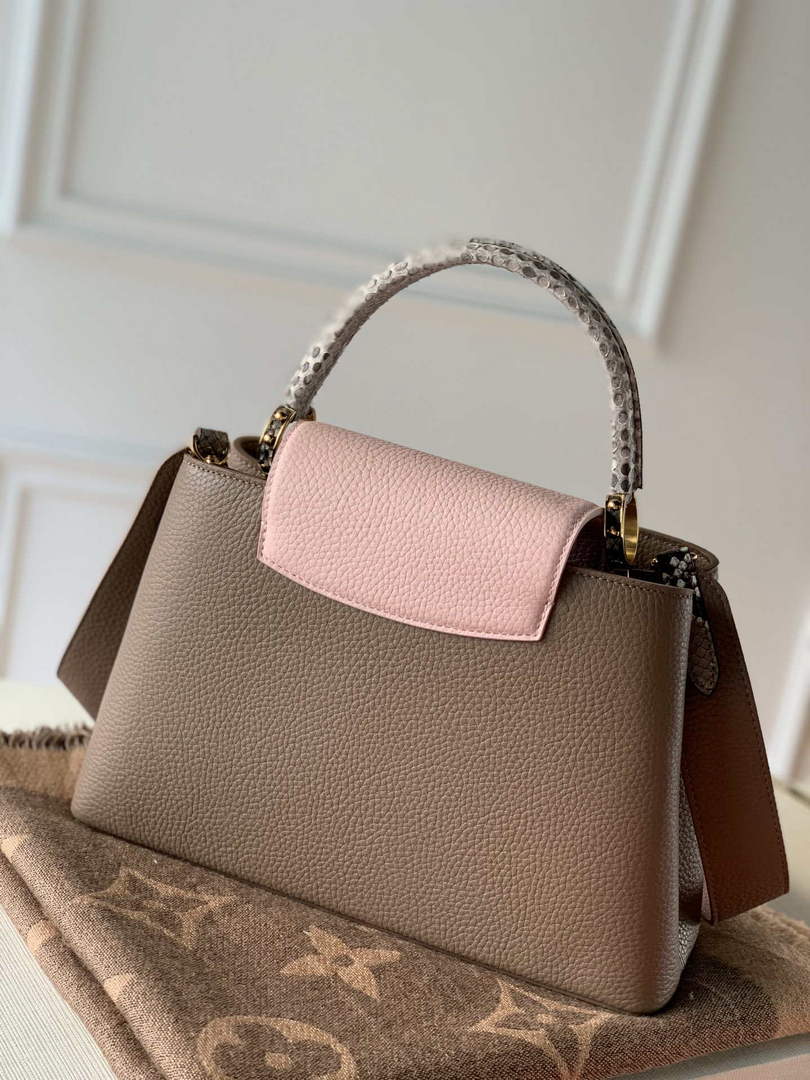 LV M57540 Louis Vuitton Capucines MM Bags M57903 Grey and Pink - Default Title - View 2